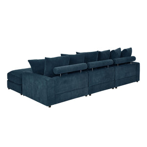 English Elm Wynisha Modular Corduroy Sofa with Adjustable Headrests and Solid Wood Legs Blue B343S00053
