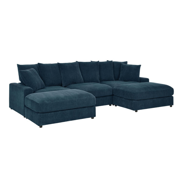English Elm Wynisha Modular Corduroy Sofa with Adjustable Headrests and Solid Wood Legs Blue B343S00053