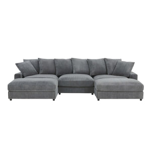 English Elm Wynisha Modular Corduroy Sofa with Adjustable Headrests and Solid Wood Legs Gray B343S00055