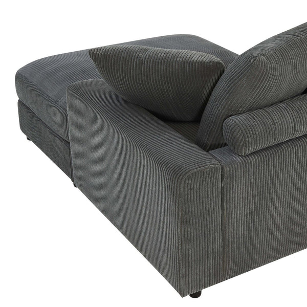 English Elm Wynisha Modular Corduroy Sofa with Adjustable Headrests and Solid Wood Legs Gray B343S00055