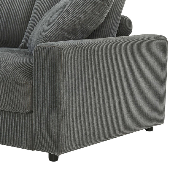 English Elm Wynisha Modular Corduroy Sofa with Adjustable Headrests and Solid Wood Legs Gray B343S00055