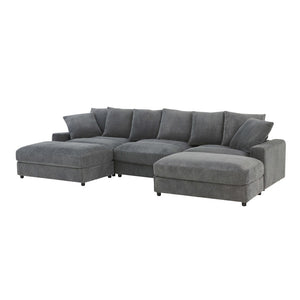 English Elm Wynisha Modular Corduroy Sofa with Adjustable Headrests and Solid Wood Legs Gray B343S00055