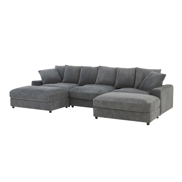 English Elm Wynisha Modular Corduroy Sofa with Adjustable Headrests and Solid Wood Legs Gray B343S00055