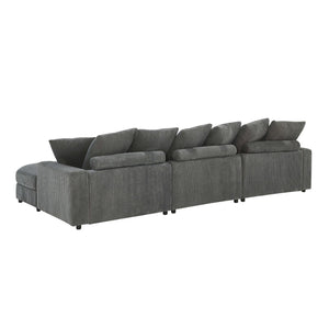 English Elm Wynisha Modular Corduroy Sofa with Adjustable Headrests and Solid Wood Legs Gray B343S00055