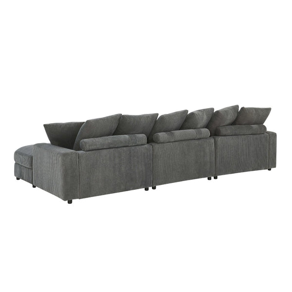 English Elm Wynisha Modular Corduroy Sofa with Adjustable Headrests and Solid Wood Legs Gray B343S00055