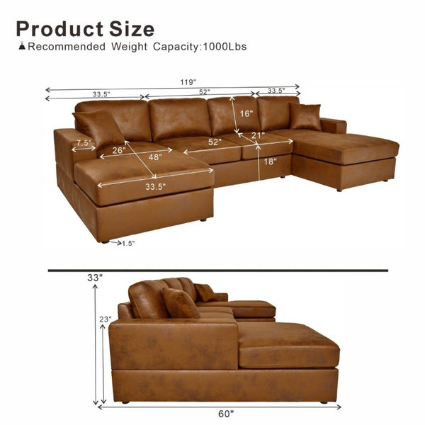 English Elm 3 Piece Corduroy Sectional Sofa Modular Dual Chaise Low Profile Living Room Set B343S00056