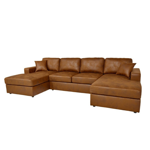 English Elm 3 Piece Corduroy Sectional Sofa Modular Dual Chaise Low Profile Living Room Set B343S00056