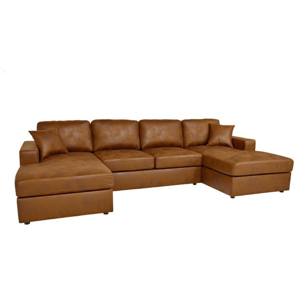 English Elm 3 Piece Corduroy Sectional Sofa Modular Dual Chaise Low Profile Living Room Set B343S00056