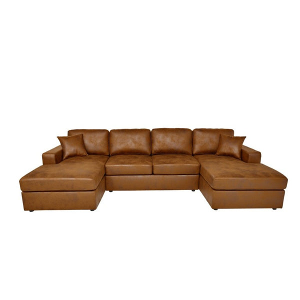 English Elm 3 Piece Corduroy Sectional Sofa Modular Dual Chaise Low Profile Living Room Set B343S00056