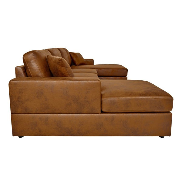 English Elm 3 Piece Corduroy Sectional Sofa Modular Dual Chaise Low Profile Living Room Set B343S00056