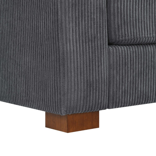 English Elm 164 Inch Corduroy Modular Sectional with Reversible Chaise and Adjustable Headrests Dark Gray B343S00057