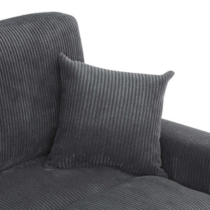 English Elm 164 Inch Corduroy Modular Sectional with Reversible Chaise and Adjustable Headrests Dark Gray B343S00057