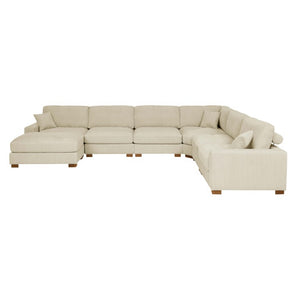English Elm 164 Inch Corduroy Modular Sectional with Reversible Chaise and Adjustable Headrests Cream B343S00058