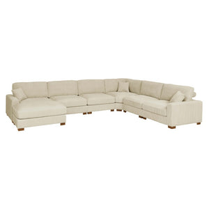English Elm 164 Inch Corduroy Modular Sectional with Reversible Chaise and Adjustable Headrests Cream B343S00058