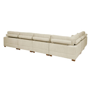 English Elm 164 Inch Corduroy Modular Sectional with Reversible Chaise and Adjustable Headrests Cream B343S00058