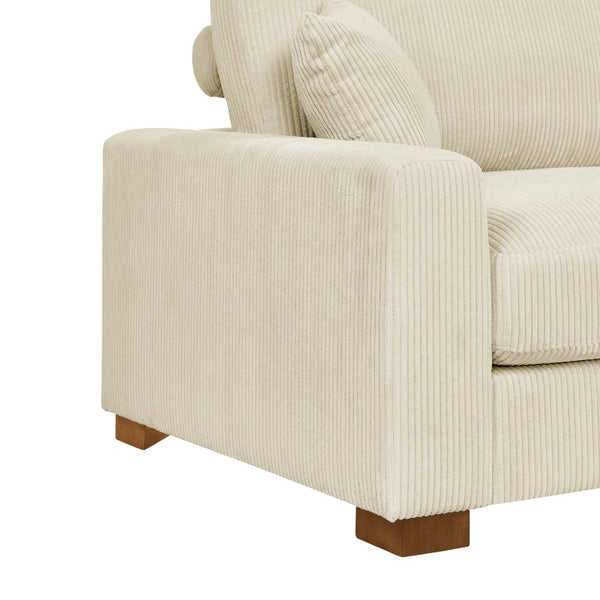 English Elm 164 Inch Corduroy Modular Sectional with Reversible Chaise and Adjustable Headrests Cream B343S00058