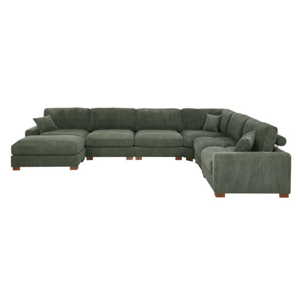 English Elm 164 Inch Corduroy Modular Sectional Reversible Seven Seat Living Room Sofa with Headrests B343S00059