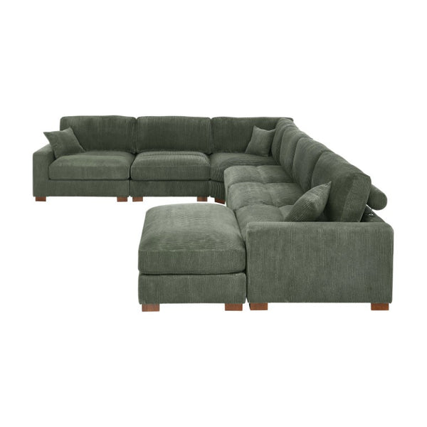 English Elm 164 Inch Corduroy Modular Sectional Reversible Seven Seat Living Room Sofa with Headrests B343S00059