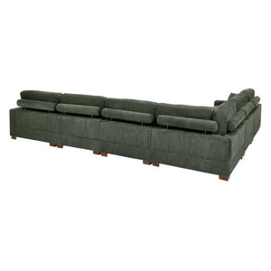 English Elm 164 Inch Corduroy Modular Sectional Reversible Seven Seat Living Room Sofa with Headrests B343S00059