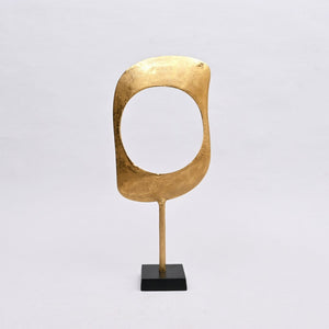 English Elm Gold and Nickel Aluminum Ring Sculptures Minimalist Mixed Metal Tabletop Accent Pair B346P324809