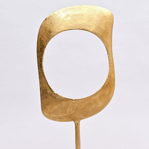 English Elm Gold and Nickel Aluminum Ring Sculptures Minimalist Mixed Metal Tabletop Accent Pair B346P324809
