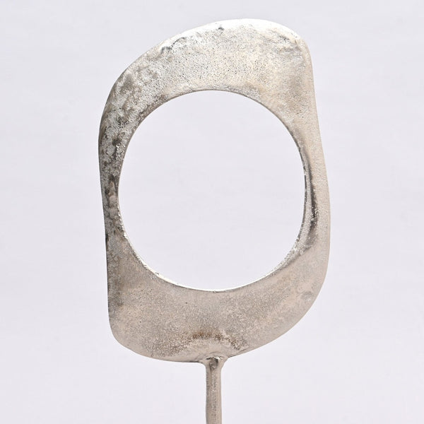 English Elm Gold and Nickel Aluminum Ring Sculptures Minimalist Mixed Metal Tabletop Accent Pair B346P324809