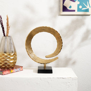 English Elm Dual Tone Aluminum Ring Sculptures Polished Modern Art Set for Console or Shelf Display B346P324812