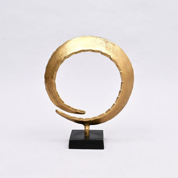 English Elm Dual Tone Aluminum Ring Sculptures Polished Modern Art Set for Console or Shelf Display B346P324812