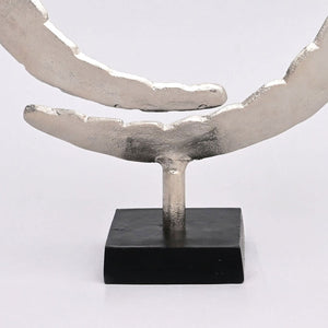 English Elm Dual Tone Aluminum Ring Sculptures Polished Modern Art Set for Console or Shelf Display B346P324812