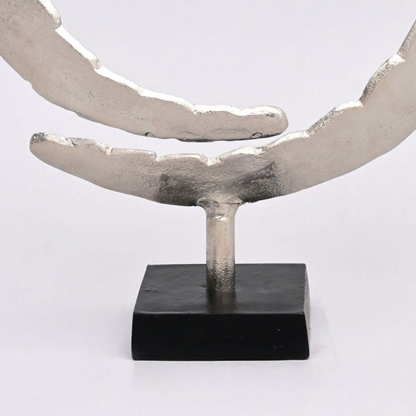 English Elm Dual Tone Aluminum Ring Sculptures Polished Modern Art Set for Console or Shelf Display B346P324812