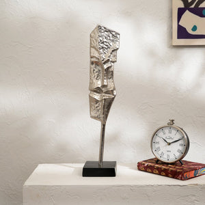 English Elm Set of 2 Abstract Aluminum Tower Sculptures Polished Gold Nickel Finish Black Base B346P324814