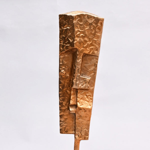 English Elm Set of 2 Abstract Aluminum Tower Sculptures Polished Gold Nickel Finish Black Base B346P324814
