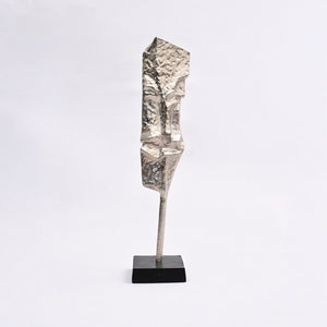 English Elm Set of 2 Abstract Aluminum Tower Sculptures Polished Gold Nickel Finish Black Base B346P324814