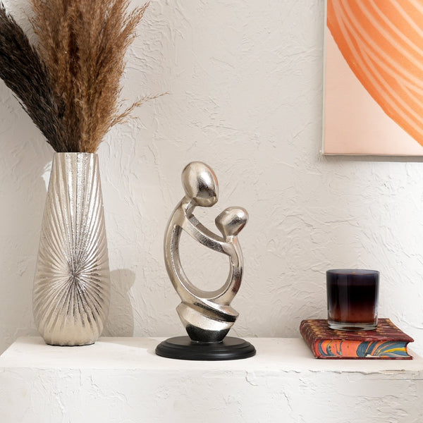 English Elm Embrace of Love Abstract Aluminum Sculpture Nickel Finish Modern Figurine Decor B346P324815
