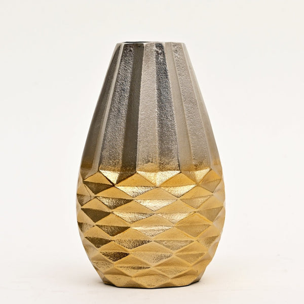 English Elm Decorative Aluminum Beehive Textured Vase Set Three Graduated Metallic Mantel Accents B346P324825