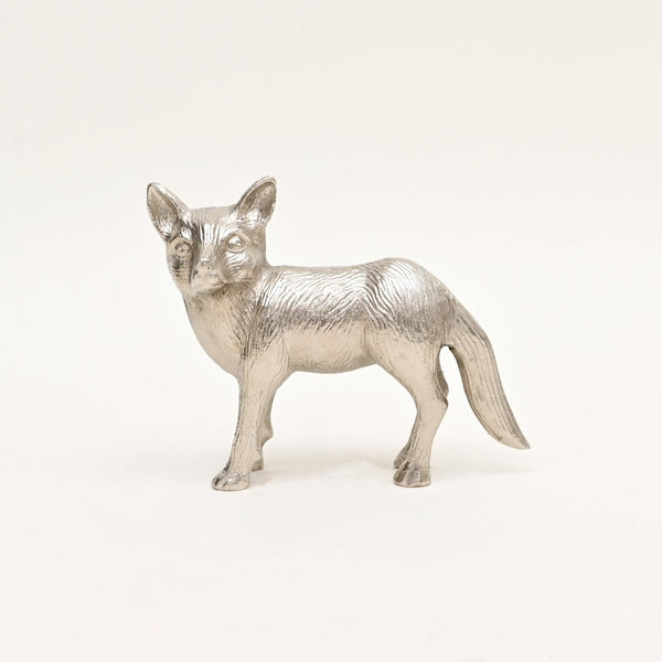 English Elm Wild Fox Cast Aluminum Sculpture Polished Nickel Finish Stylized Animal Desk Accent B346P324832