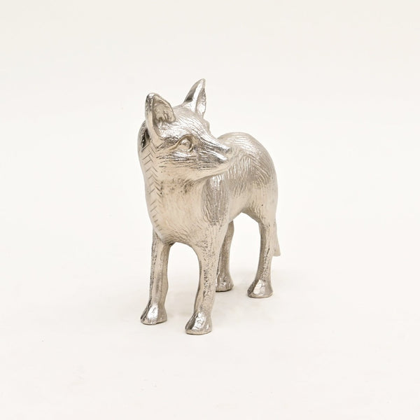 English Elm Wild Fox Cast Aluminum Sculpture Polished Nickel Finish Stylized Animal Desk Accent B346P324832