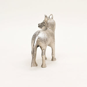 English Elm Wild Fox Cast Aluminum Sculpture Polished Nickel Finish Stylized Animal Desk Accent B346P324832