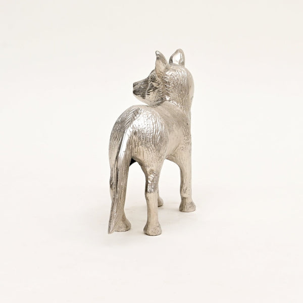 English Elm Wild Fox Cast Aluminum Sculpture Polished Nickel Finish Stylized Animal Desk Accent B346P324832