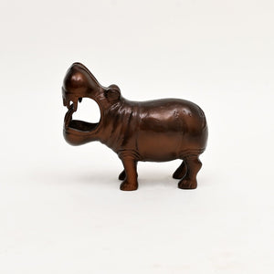 English Elm Decorative Cast Aluminum Hippo Sculpture with Antique Copper Patina for Shelf or Mantel B346P324833
