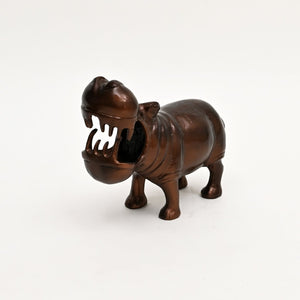 English Elm Decorative Cast Aluminum Hippo Sculpture with Antique Copper Patina for Shelf or Mantel B346P324833