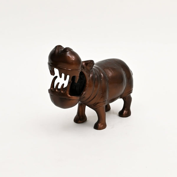 English Elm Decorative Cast Aluminum Hippo Sculpture with Antique Copper Patina for Shelf or Mantel B346P324833
