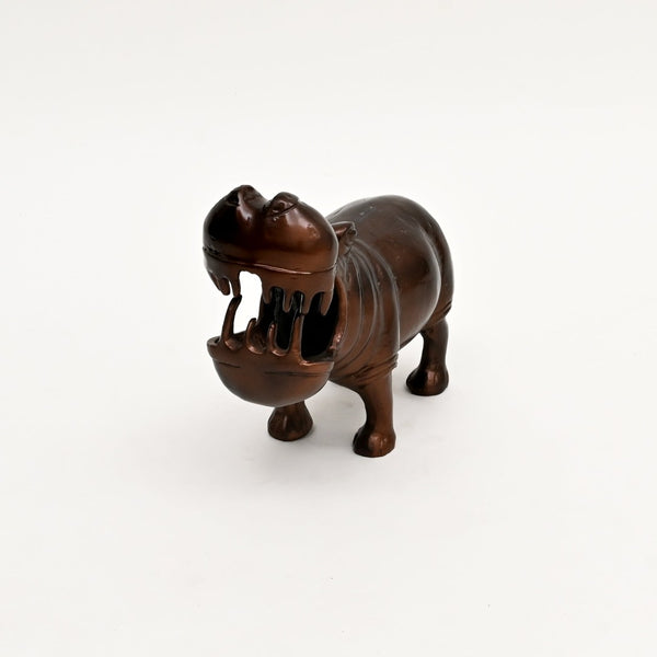 English Elm Decorative Cast Aluminum Hippo Sculpture with Antique Copper Patina for Shelf or Mantel B346P324833