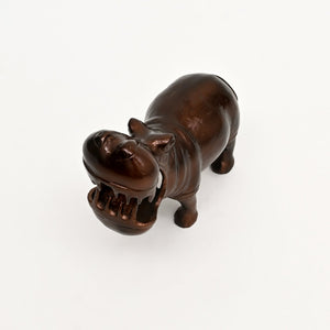 English Elm Decorative Cast Aluminum Hippo Sculpture with Antique Copper Patina for Shelf or Mantel B346P324833