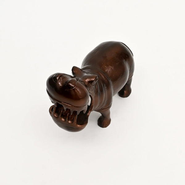 English Elm Decorative Cast Aluminum Hippo Sculpture with Antique Copper Patina for Shelf or Mantel B346P324833