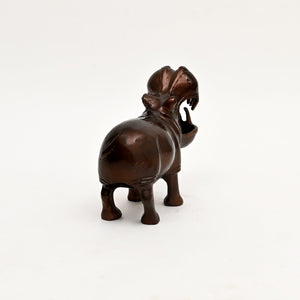 English Elm Decorative Cast Aluminum Hippo Sculpture with Antique Copper Patina for Shelf or Mantel B346P324833