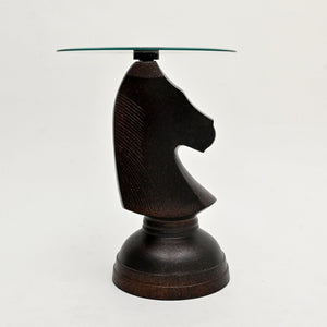 English Elm Decorative Hammered Brass Aluminum Horse Sculpture Side Table with Tempered Glass Top B346P324839