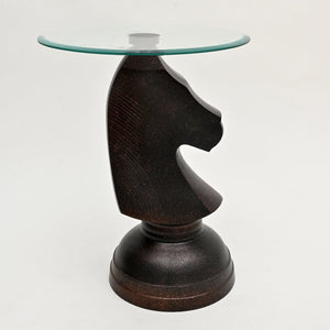 English Elm Decorative Hammered Brass Aluminum Horse Sculpture Side Table with Tempered Glass Top B346P324839
