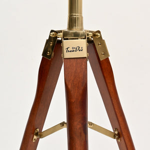 English Elm Elegant Gold Aluminum Tripod Floor Candle Holder with Wood Accent for Living Rooms B346P324860