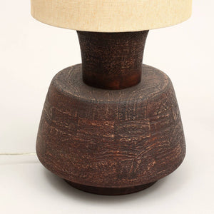 English Elm Handcrafted Wood Base Table Lamp Beige Fabric Shade Warm Glow Bedroom Living Room B346P325420